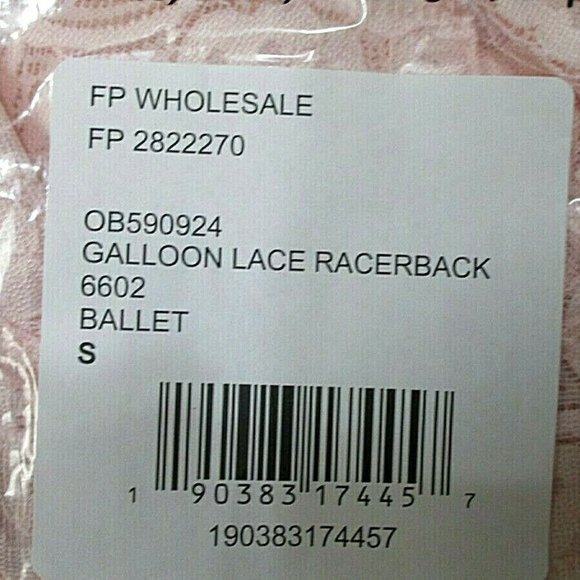 Free People Galloon Lace Racerback Bralette Pink S - Picture 8 of 9